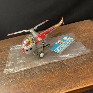 Vintage Tin Toy Japan Helicopter Friction Priority Mail