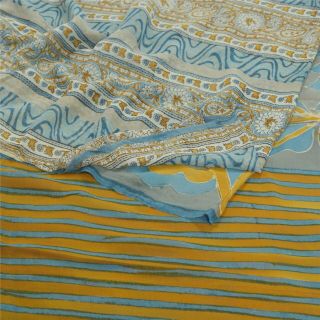 Sanskriti Vintage Grey Sarees Pure Georgette Silk Fabric Craft Printed Sari 2