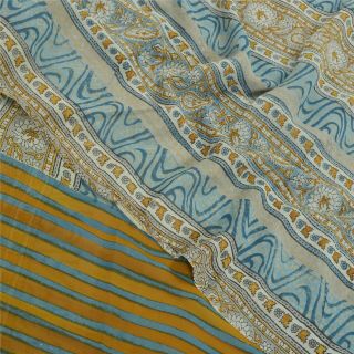 Sanskriti Vintage Grey Sarees Pure Georgette Silk Fabric Craft Printed Sari 3