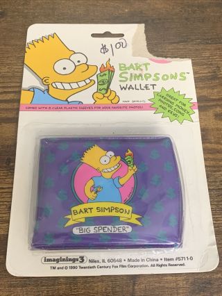 Bart Simpson Big Spender Wallet 1990 Vintage Simpsons Toys Vintage Simpsons