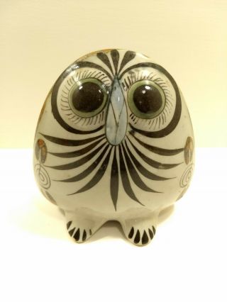 Ken Edwards Mexican Pottery Ceramic Owl Figurine 5 " Gorgeous Hand Painted Vtg