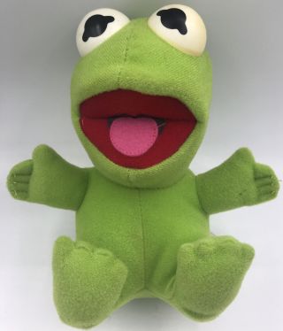 Vintage 1987 Baby Kermit Plush Toy Collectible Jim Henson Muppets Stuffed Frog