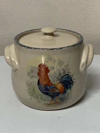 Vintage Home & Garden Party Rooster Lidded Cookie Jar Bean Pot 2000 Gallon Big