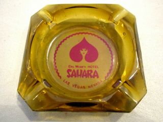 Del Webbs Hotel Sahara Las Vegas Nevada Amber Glass Ashtray Vintage Lady Logo