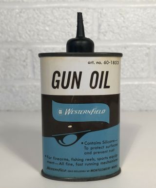 Vintage Western Field Gun Oil Can Montgomery Ward Handy Oil Tin No Lead Top