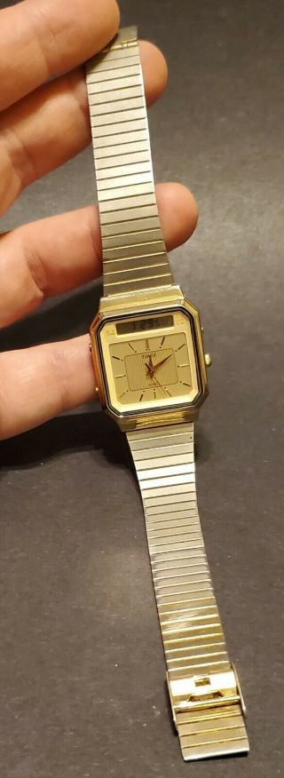 Vintage Timex 392 K Cell Analog & Digital Wrist Watch Stainless Steel