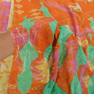 Sanskriti Vintage Sarees Pure Georgette Silk Printed Sari Floral Craft Fabric 2