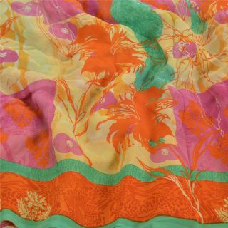 Sanskriti Vintage Sarees Pure Georgette Silk Printed Sari Floral Craft Fabric 3