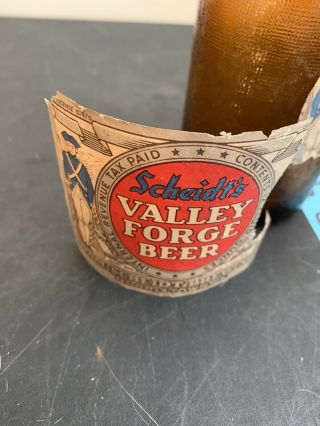 Vintage Scheidt’s Valley Forge Beer 12 Oz.  Steine Beer Bottle Rare Torn Label 3