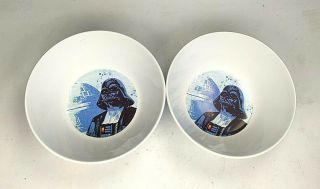 2,  Two Vintage 2010 Pottery Barn Kids Star Wars Bowls Bowl Vader Solo Chewbacca
