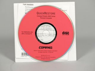 Vintage Compaq Quickrestore Disc For Presario 4600 Personal Computer From 1997