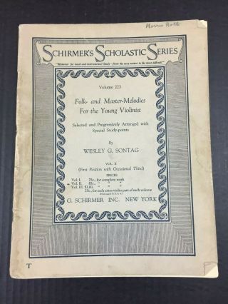 Vintage 1929 Violin Sheet Music Folk & Master Melodies For The Young Violinist