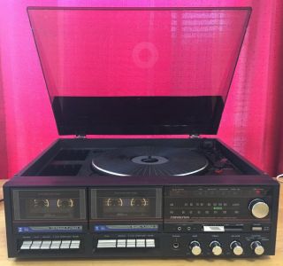 Soundesign Turntable Dual Cassette Decks W/ Am/fm Radio Model 6818 Vintage