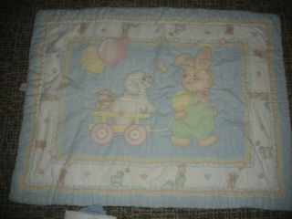 Vtg Little Bedding Baby Crib Comforter Dust Ruffle & 2 Fitted Sheets Dog Bunny
