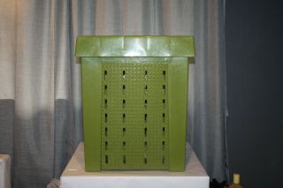 Vintage Shamrock Heatway Lidded Trash Can Clothes Laundry Hamper Avocado Green
