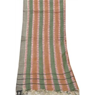 Sanskriti Vintage Dupatta Long Stole Pure Woolen Green Wrap Shawl Printed Veil 3