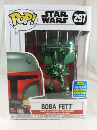 Star Wars Funko Pop - Boba Fett (green Chrome) - Sdcc Exclusive - No.  297