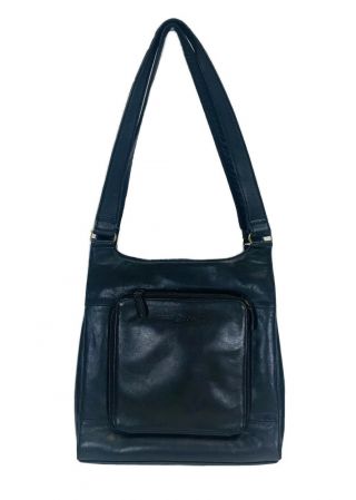 Vintage Fossil Black Leather Issue 75082 Purse Shoulder Bag With Pockets