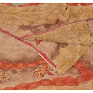Sanskriti Vintage 100 Pure Georgette Silk Saree Multi Color Printed Sari Craft