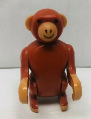 Vintage Fisher Price Little People Circus Train Monkey Brown Monkey Toy Figure