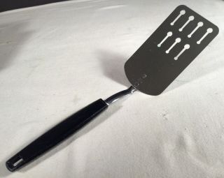Vintage Ekco Usa Stainless Steel Turner/spatula Black Plastic Handle