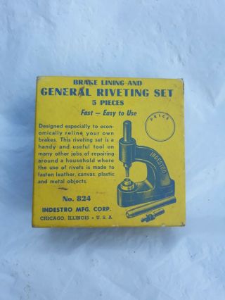Vintage Indestro General Riveting Set.  No.  824.  Brake Lining
