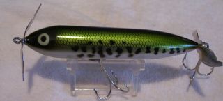 Vintage Heddon Wounded Spook Lure 6/1/21t 4.  25 " Green Scale