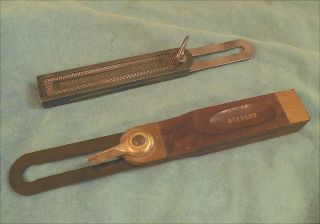 Vintage Pair Sliding - T Squares 6 " Stanley No.  25 And 5 " Universal Bevel