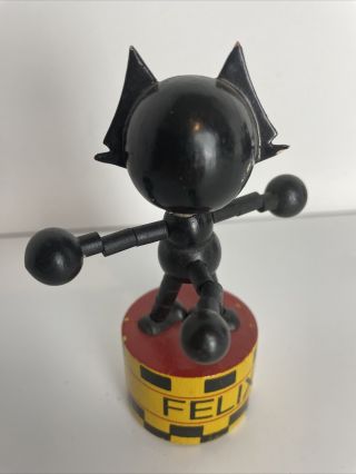Vintage 90’s,  Felix The Cat Wooden Push Puppet Toy Figurine Collapse 2