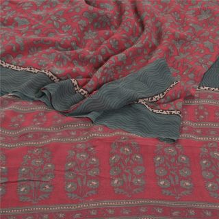 Sanskriti Vintage Purple Sarees Pure Georgette Silk Printed Sari Craft Fabric