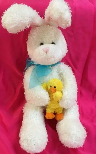 19 " Rare Vintage Gund Easter Bunny Rabbit And Chick Plush Toy 44685