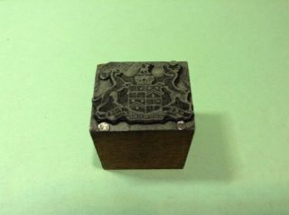 Vintage Metal On Wood Printing Block - Townshend Family Coat Of Arms