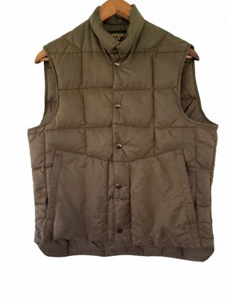 Vtg 70s Tempco Mens Size M Goose Down Quilted Vest Puffer Puffy Fill Brown