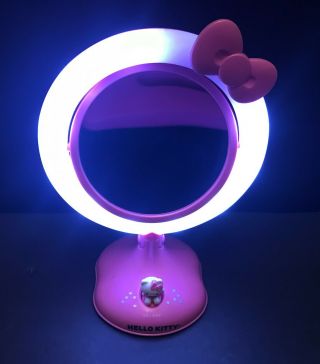 Vintage 2011 Sanrio Hello Kitty Table Top Light Up Pink Mirror Pink Bow Adorable
