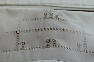 Vintage White Cotton Pillowcases W Drawn Work 20x32