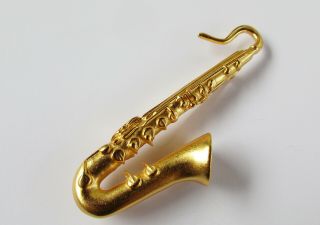 Vintage Kjl Kenneth J Lane Saxophone Pin Brooch Instruments Music Signed