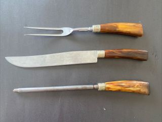 Vtg 3 Pc Westall Richardson Sheffield England Carving Knife Set Bakelite Handles