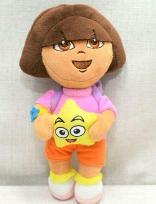 Plush Dora The Explorer With Star Backpack Stuffed Character 9 " Doll [pre - Owned]