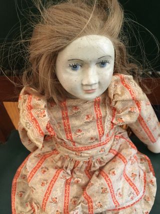Doll Vintage Red/blonde Hair Bisque Porcelain Painted Face Clothes