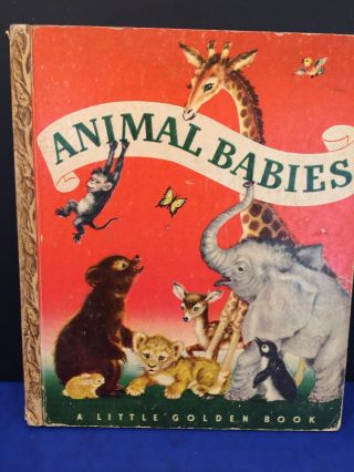 Vintage Animal Babies A Little Golden Book 1947 " B " Printing