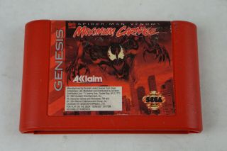 Vintage Sega Genesis Maximum Carnage Spiderman Venom Cartridge Marvel Red