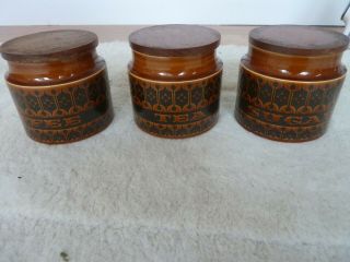 Vintage Hornsea Saffron 3 Lidded Storage Jars Tea Coffee Sugar Pots Retro Potter