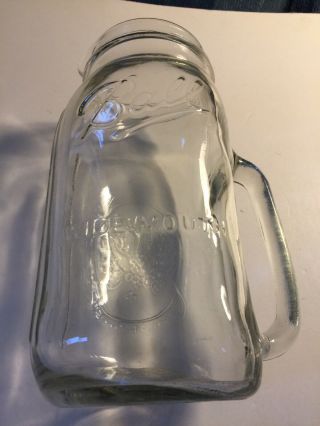 Vintage “ball” Wide Mouth Mason Jar 64 Oz Clear Glass Handled Pitcher | Flawless