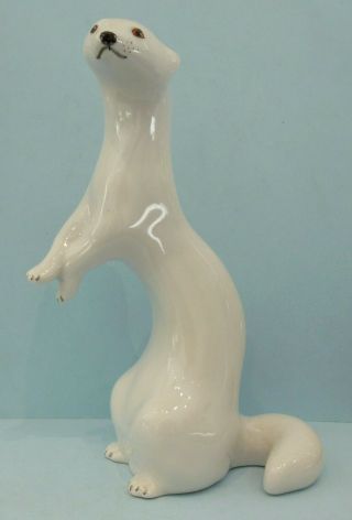 Vintage Lomonosov White Stoat Mink Ferret Wild Animal Figurine Ornament Ussr