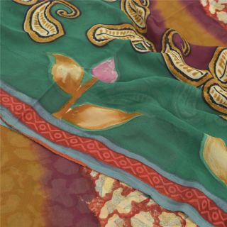 Sanskriti Vintage Indian Sari Pure Georgette Silk Printed Fabric Craft Sarees