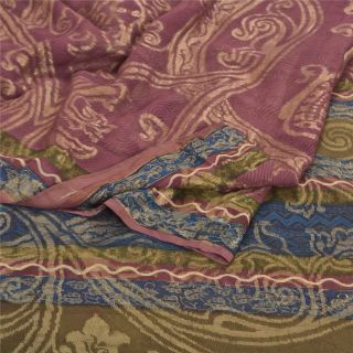 Sanskriti Vintage Purple Sarees Pure Georgette Silk Printed Woven Sari Fabric