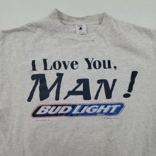 90s Vintage Delta Single Stitch Bud Light " I Love You Man " Xl T - Shirt Gray 1996