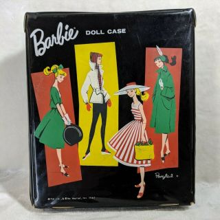 Vintage Mattel Barbie Doll Case Trunk Ponytail Black 1961 W/ Stand & Drawer