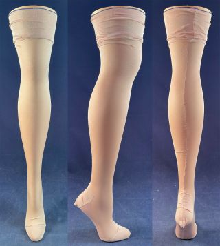 Vintage 1920s Pastel Pale Pink Silk Sheer Seamed Back Thigh High Stockings Socks