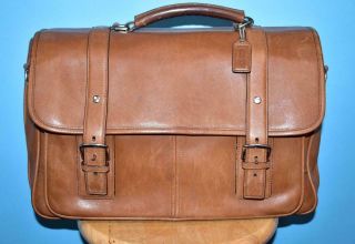 Vtg Coach Thompson Brown Leather Messenger Laptop Briefcase Travel Tote Bag 6445